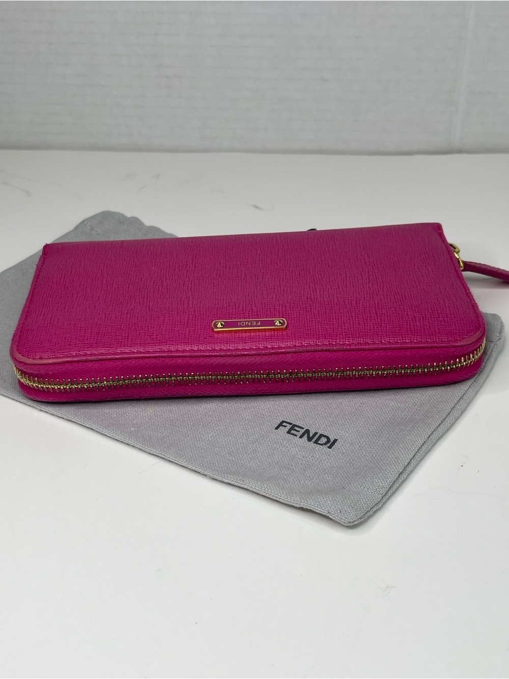 Fendi Pink Saffiano Leather Long Zippy Wallet With Dust Bag - Picture 7 of 16